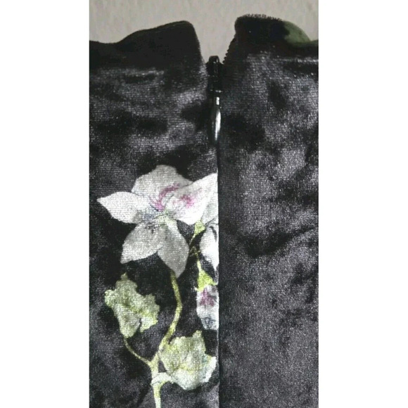 Hutch Anthropologie Dress Womens XS Black Floral Velvet Empire Waist Side Slit - Picture 6 of 8